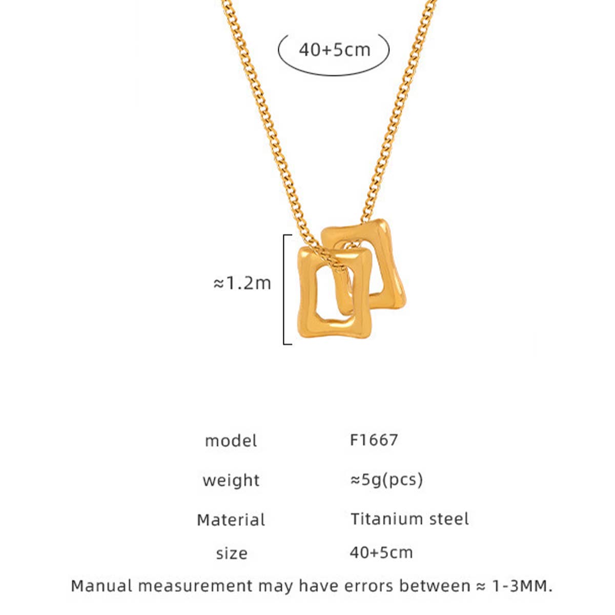 HOLLOW SQUARE PENDANT TITANIUM STEEL NECKLACE_CWAJE1090
