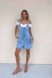 Wash Denim Rompers With Adjustable Suspenders