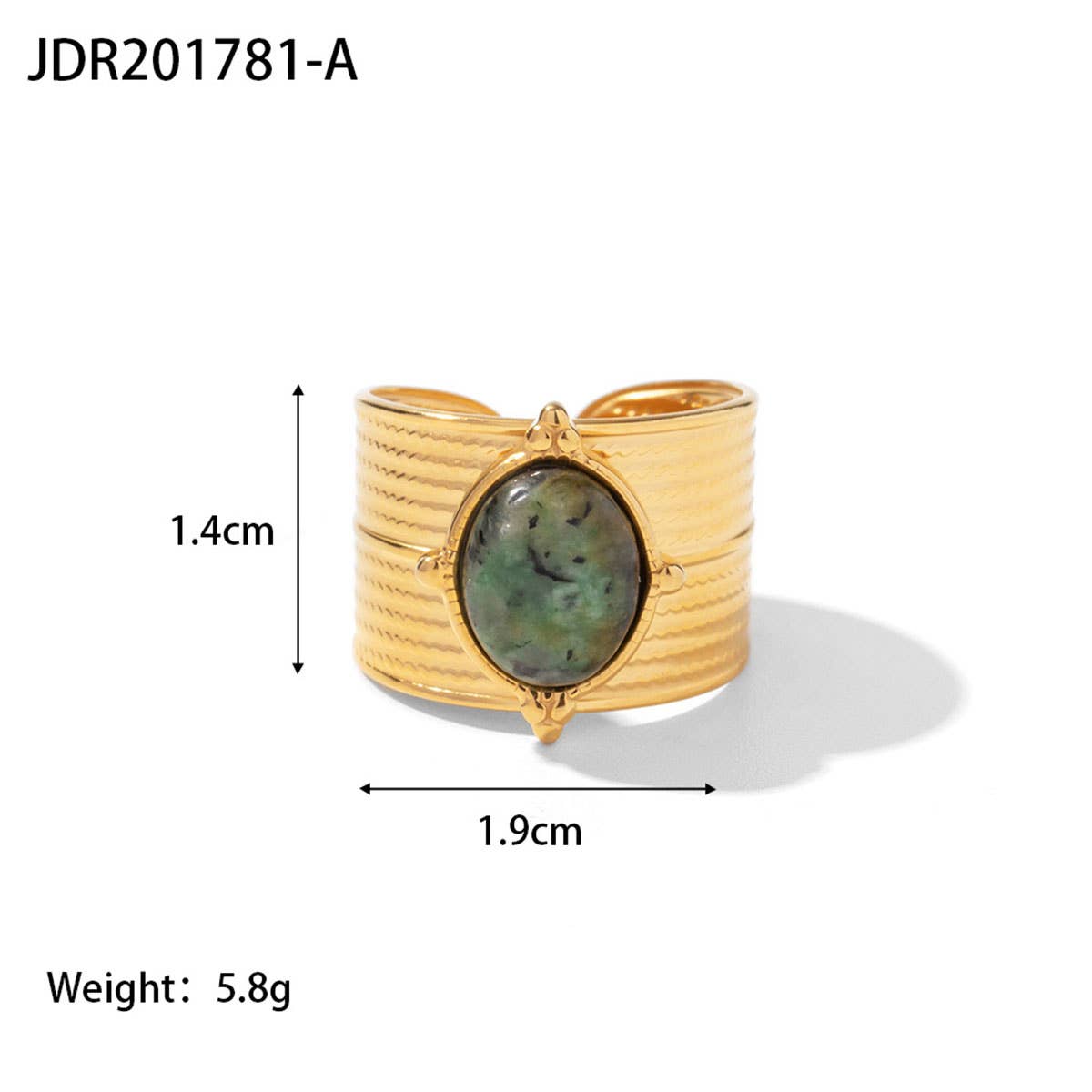 GOLD STAINLESS STEEL INLAID NATURAL STONE RINGS_CWAJE0611