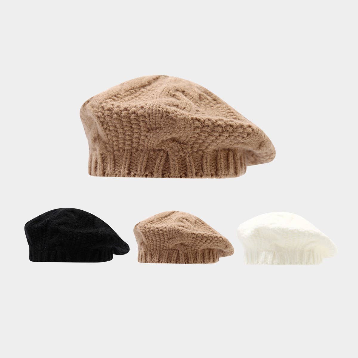 Women'S Thick Knit Beret Hat Winter Warm_Cwah04720