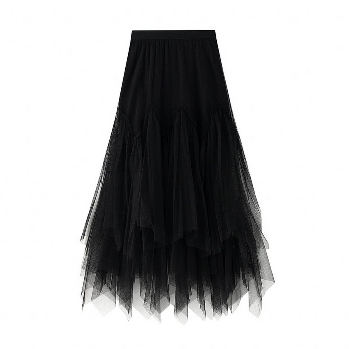 IRREGULAR PLEATED TULLE MIDI SKIRT WITH VOLUME_CWBMS0383