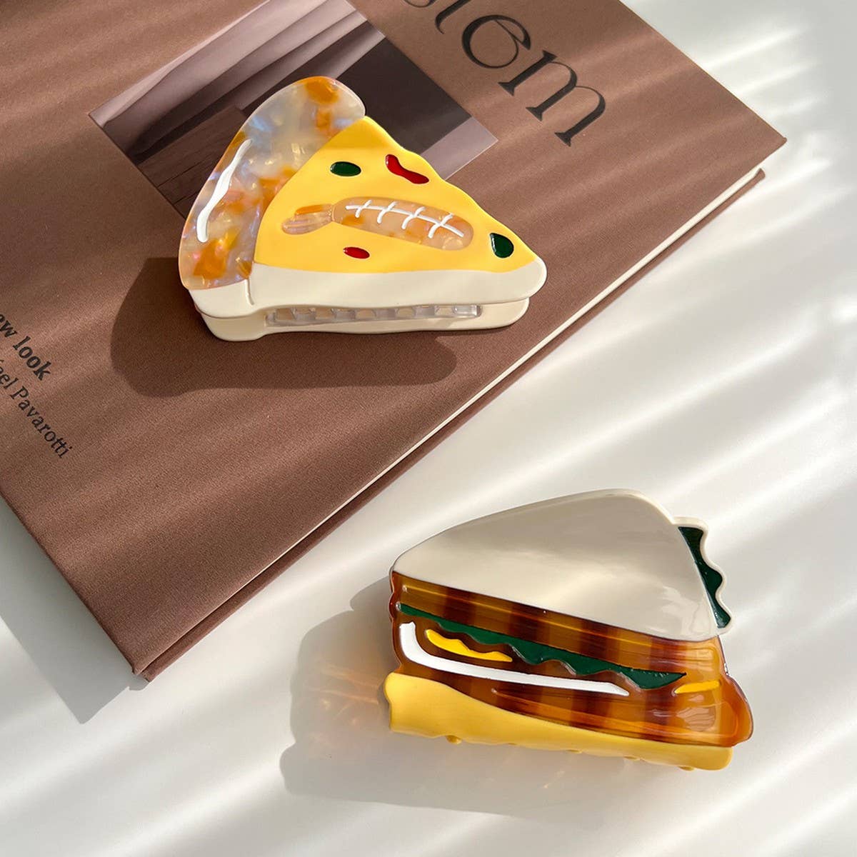 CREATIVE PIZZA SANDWICH ACETATE CLAW FUN HAIR CLIP_CWAHA5908