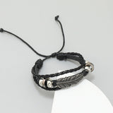 SIMPLE ALLOY FEATHER BEADED LEATHER BRACELET_CWMM4520