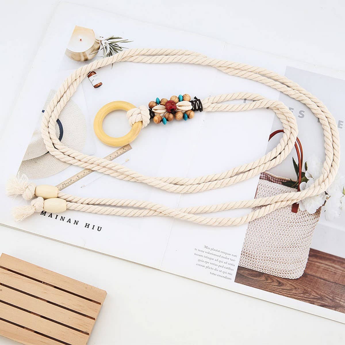 Cwabe0567_Bohemian Tassel Wood Button Belt
