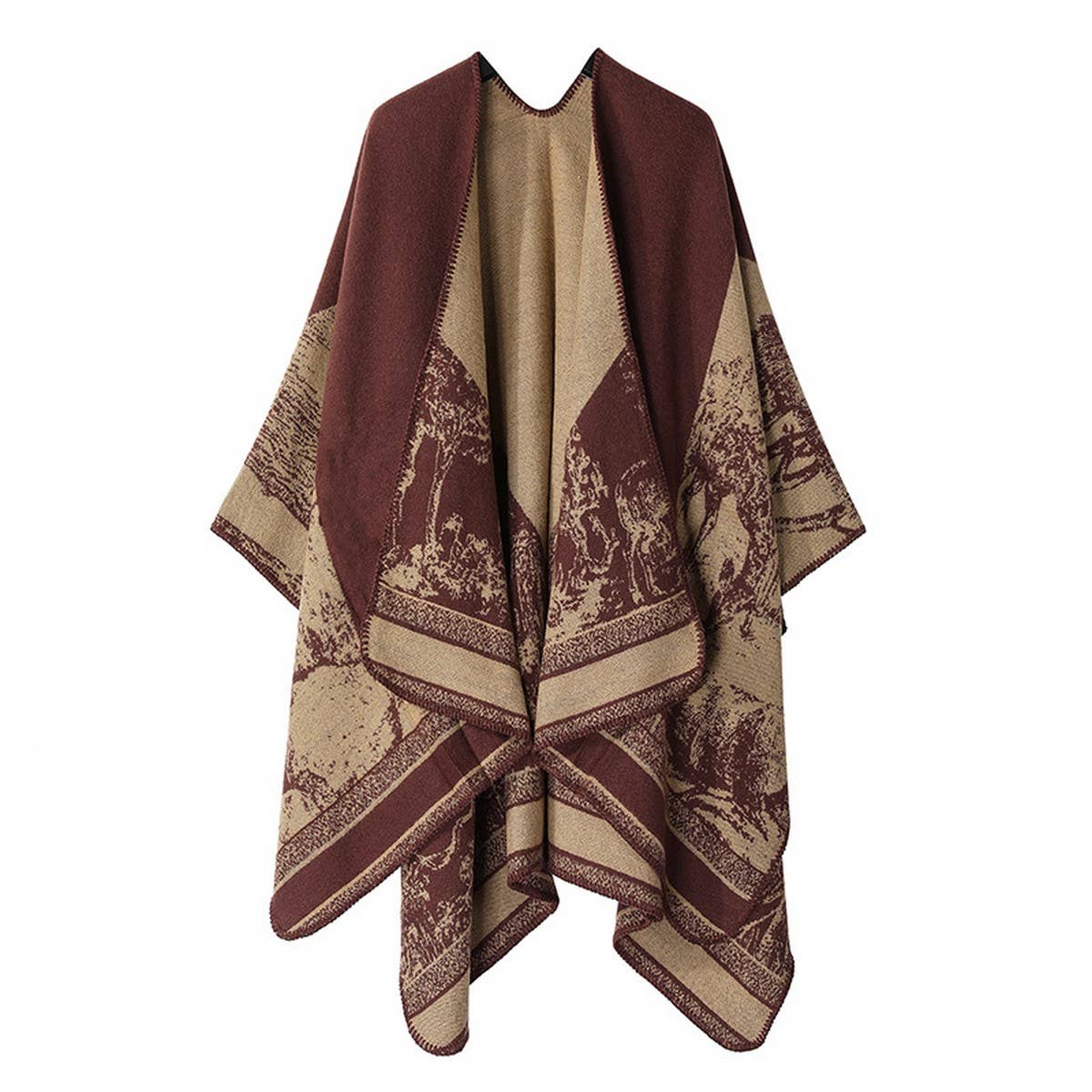 CAPE DARK DOUBLE SIDED WARM OUTER WEAR THICK SHAWL_CWASC2116