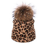 Leopard Knit Beanie With Pom & Scarf Set_Cwah04988