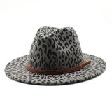 Woolen Leopard Print Hat Jazz Hat Wide Brim Hat_Cwah2570
