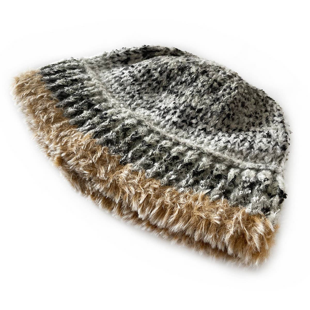 CHILDRENS KNITTED HAT COLORFUL STRIPED BUCKET HAT_CWAH2050