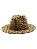 Woolen Jazzhat Withwide Brim Leopard Print Felt Hat_Cwah2599