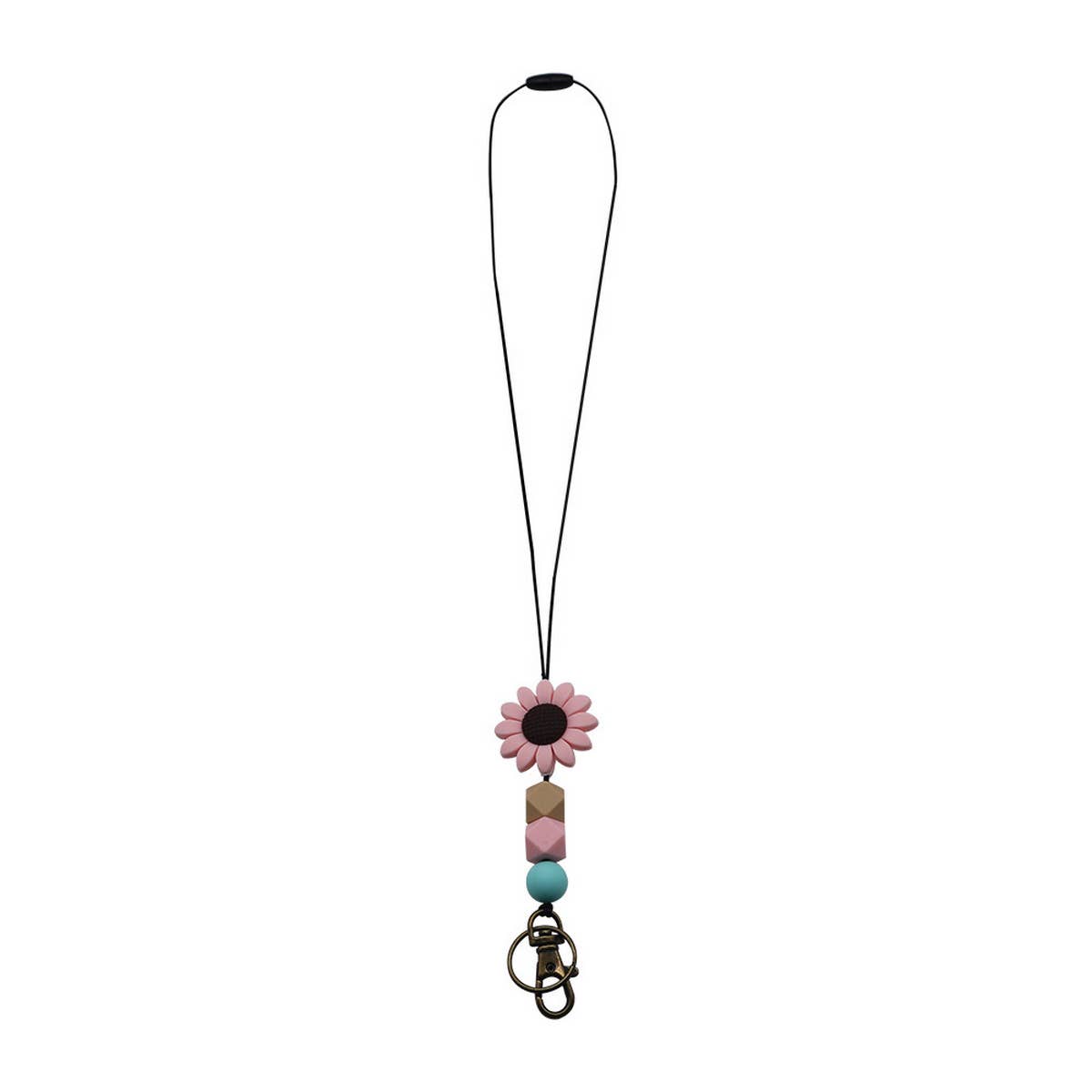 SIMPLE SILICONE BEAD FLOWER LANYARD KEYCHAIN_CWMM1578