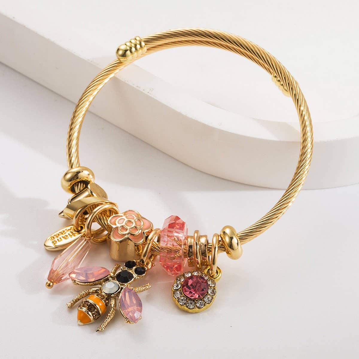 NEW STAINLESS STEEL BRACELET WITH BEE CHARM_CWMM8483