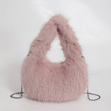 FLUFFY CHAIN HANDBAG WOMEN SHOULDER TOTE_CUAB00607