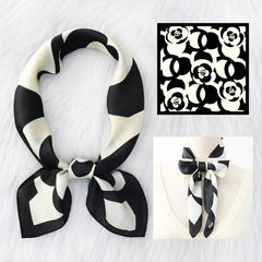 FLORAL SATIN SCARF FOR COMMUTING SUN PROTECTION_CWASC1163