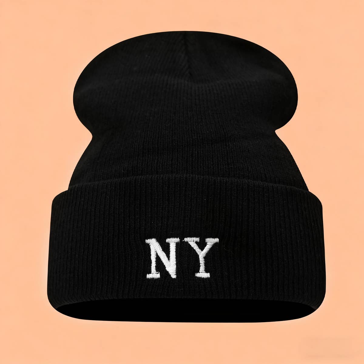 Ny Embroidery Knit Beanie Winter Warm Hat_Cwah04695