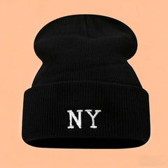 Ny Embroidery Knit Beanie Winter Warm Hat_Cwah04695