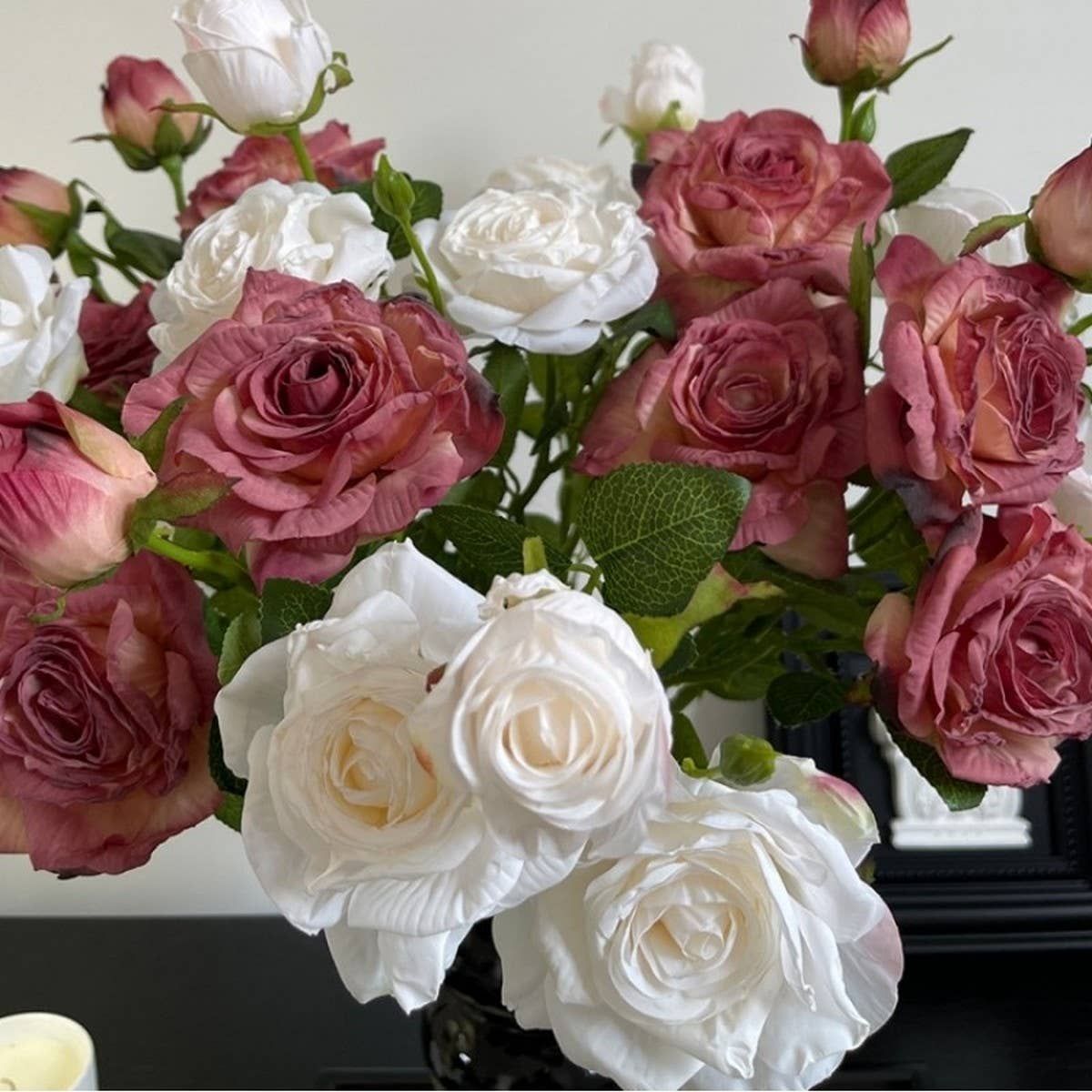 Vintage Dried-Look 3-Head Artificial Roses_Cwmm6464