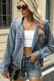 Cwjt00080_Washed Loose Casual Hooded Denim Jacket Top