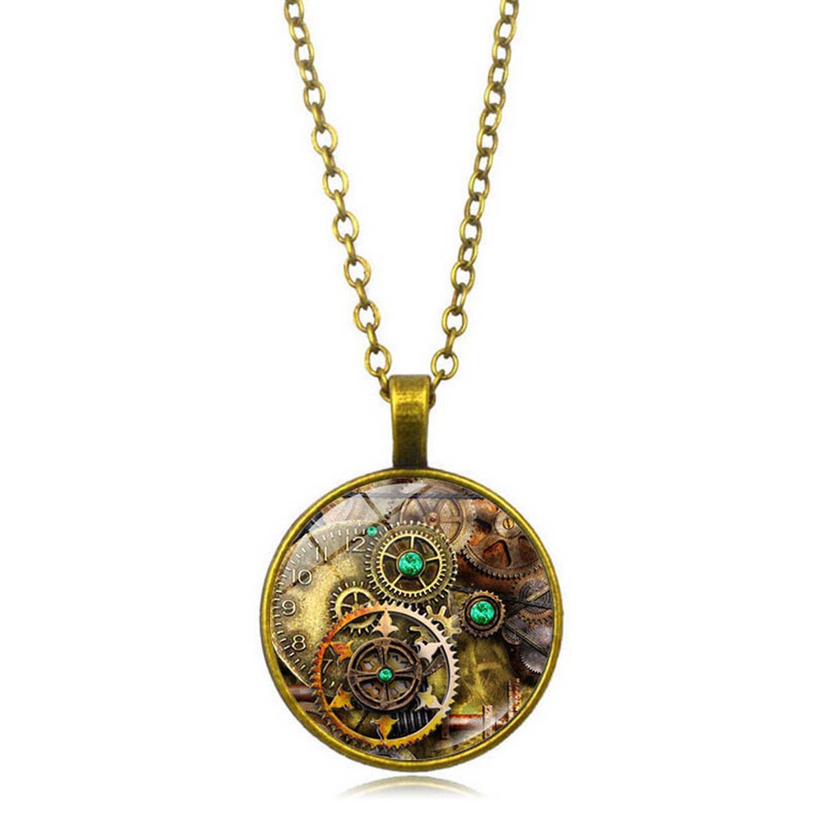 STEAMPUNK MECHANICAL TIME GEM NECKLACE JEWELRY_CWAJE0699