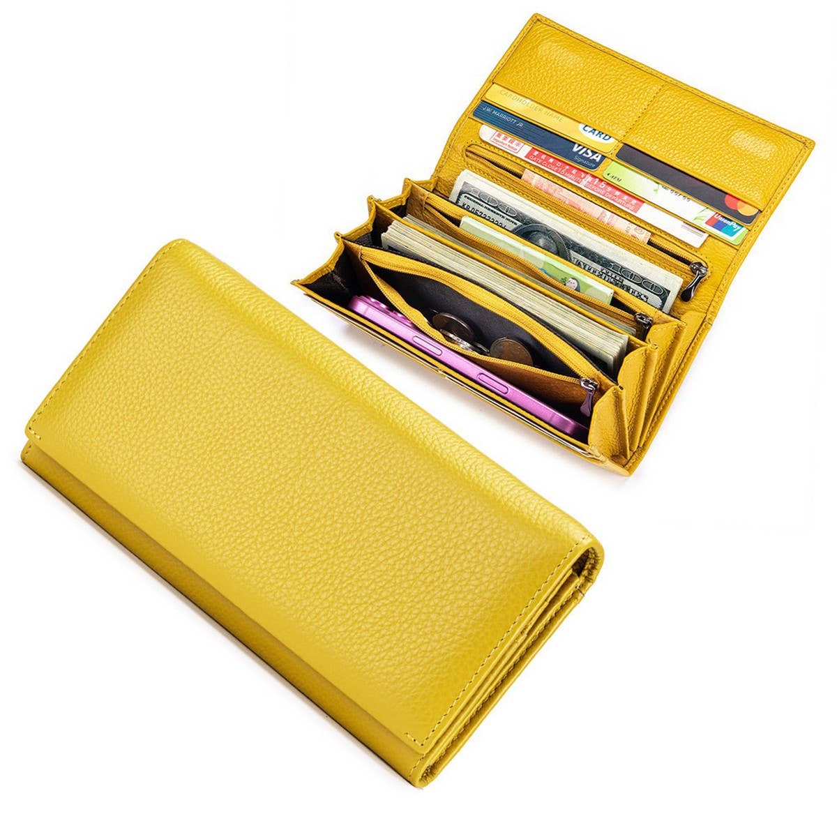 Womens Leather Long Wallet Large Capacity_Cuab00401