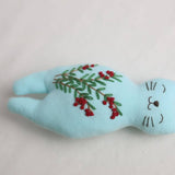 HAND EMBROIDERED RED BERRY CAT PLUSH CHARM_CWMM6021