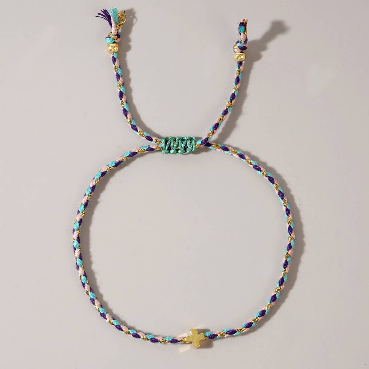 DIY HANDMADE FOUR COLOR COTTON CROSS BRACELET_CWMM3800