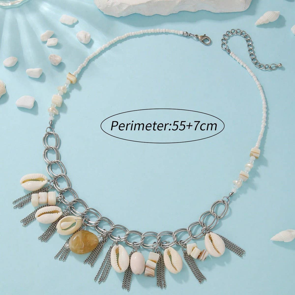 BOHEMIAN VINTAGE SHELL COMBINATION NECKLACE_CWAJE1568
