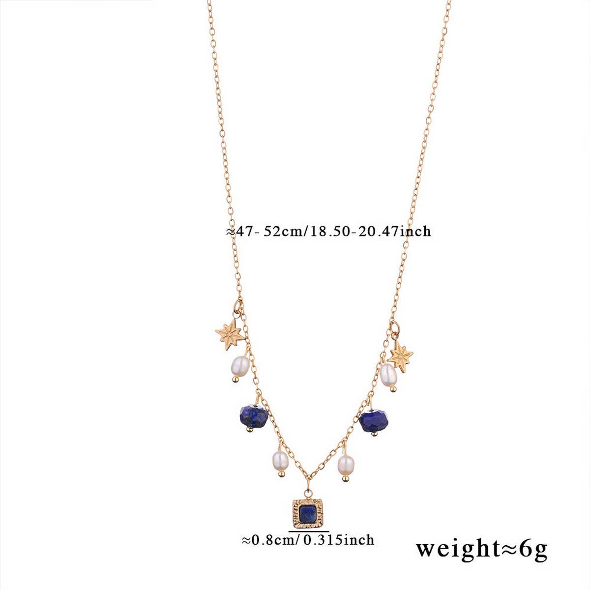 Unique Natural Stone Pearl Necklace Set With Lapis_Cwmm7546