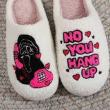HALLOWEEN SKULL EMBROIDERED PLUSH SLIPPERS_CWSHF00221