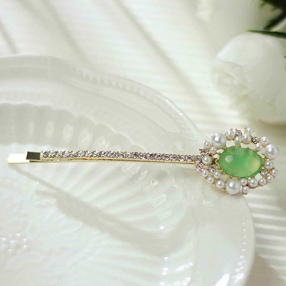 RETRO SIDE EXQUISITE RHINESTONE LEAF HAIR CLIP_CWAHA1225