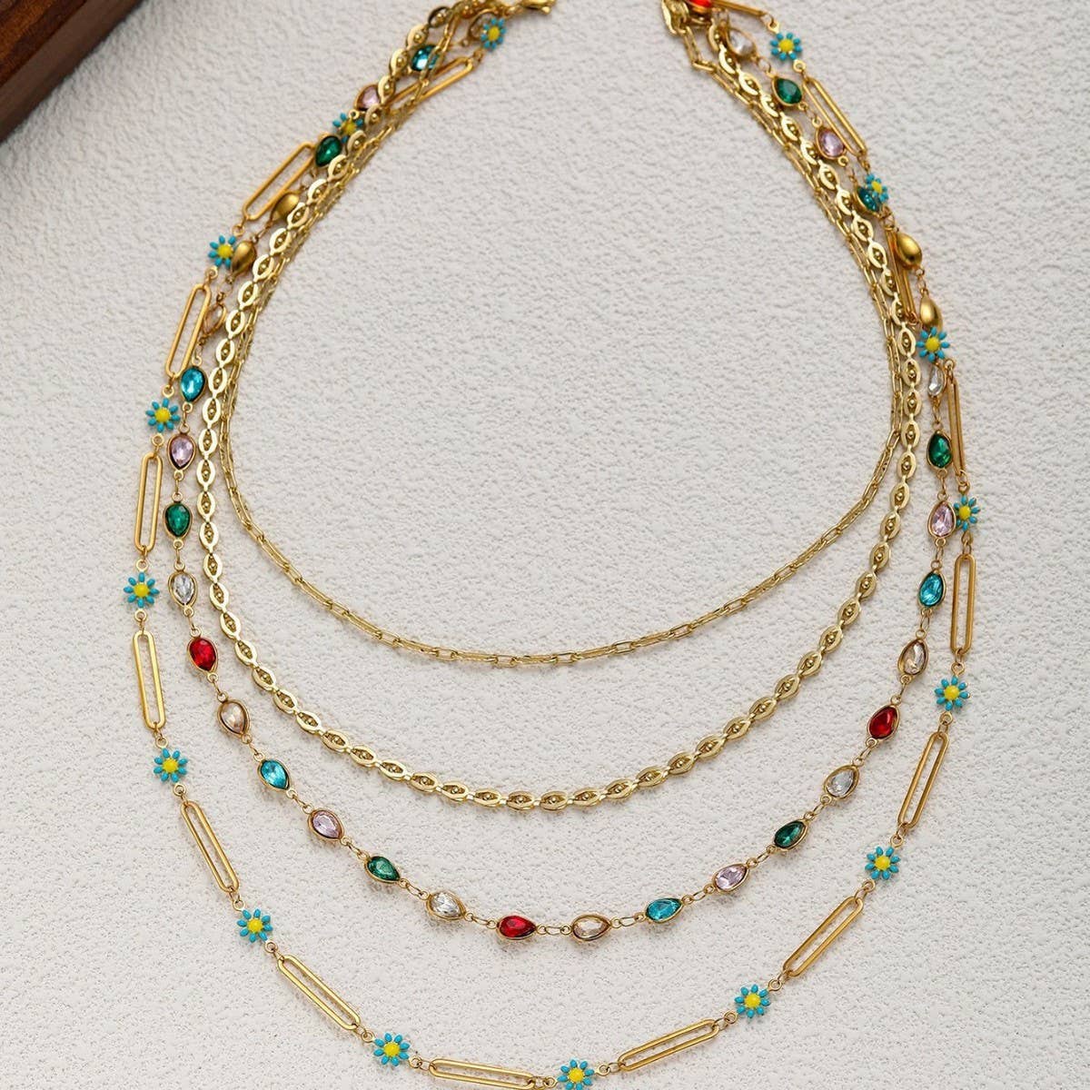 NATURAL STONE HAND BEADED CLAVICLE NECKLACE_CWMM3578