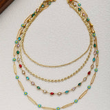 NATURAL STONE HAND BEADED CLAVICLE NECKLACE_CWMM3578