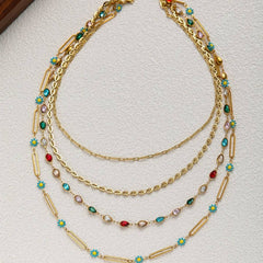 NATURAL STONE HAND BEADED CLAVICLE NECKLACE_CWMM3578