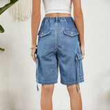 Washed Cargo Cropped Casual Shorts