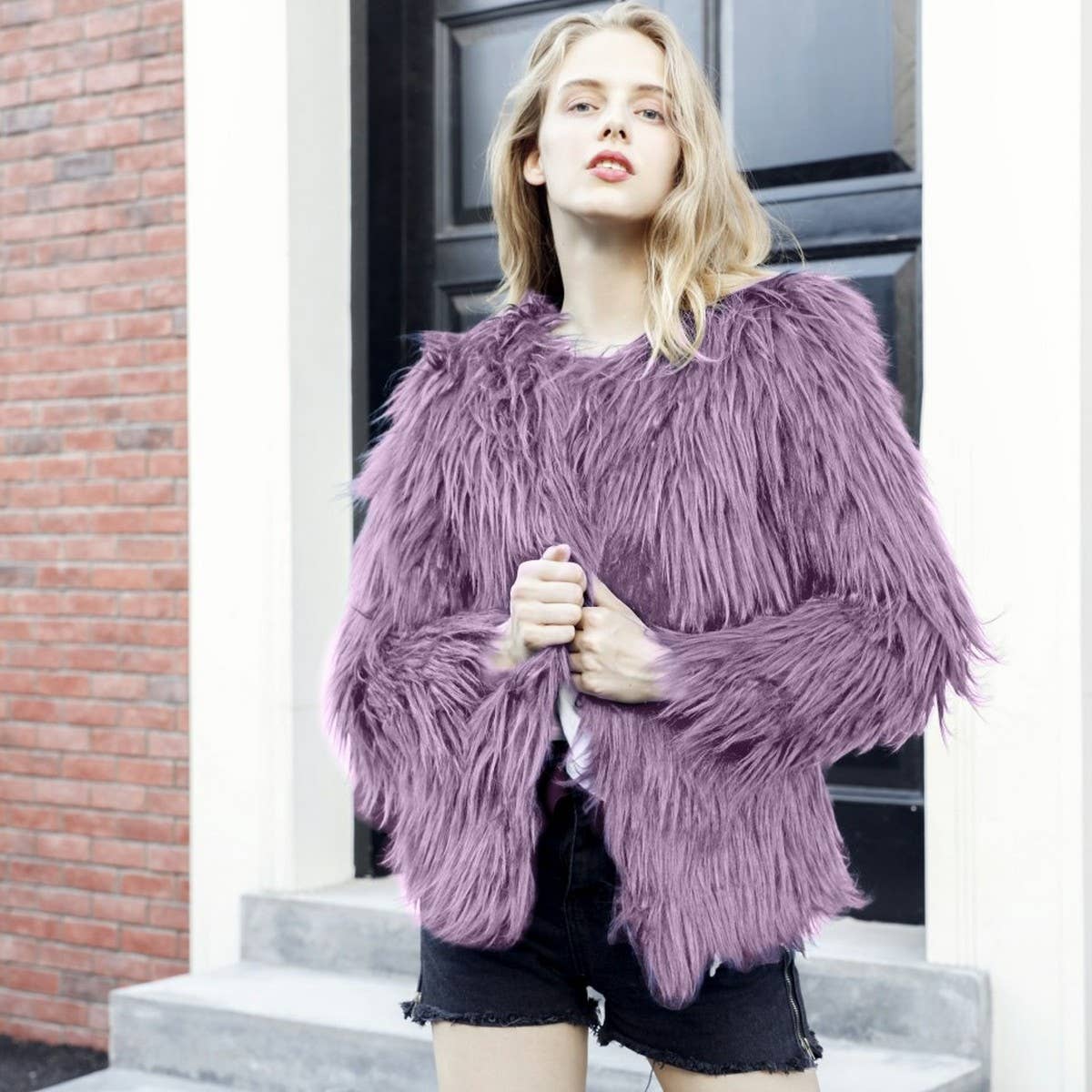 PLUS SIZE FAUX FUR COAT FOR WOMEN WINTER_CWMM9054