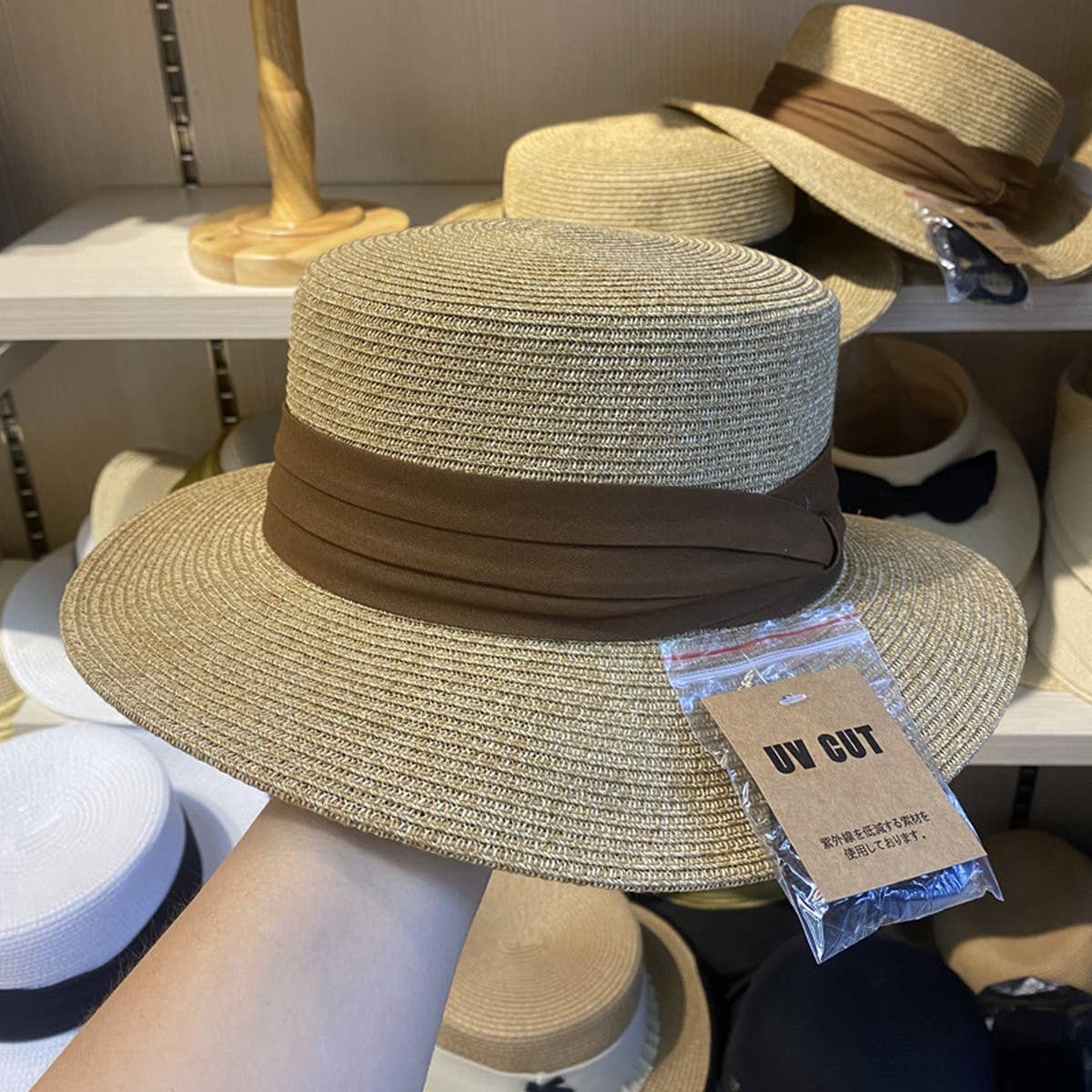 SUMMER VACATION ALL MATCH FLAT TOP STRAW HAT_CWAH3450