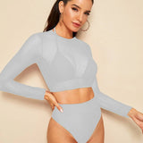 LONG SLEEVE COVER UP BIKINI SET HIGH WAIST SWIMSU_CWMW0190