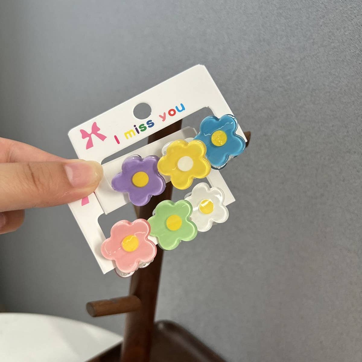 CHILDRENS BUNNY EAR BEAR 3 PACK FLOWER HAIRPINS_CWAHA1849