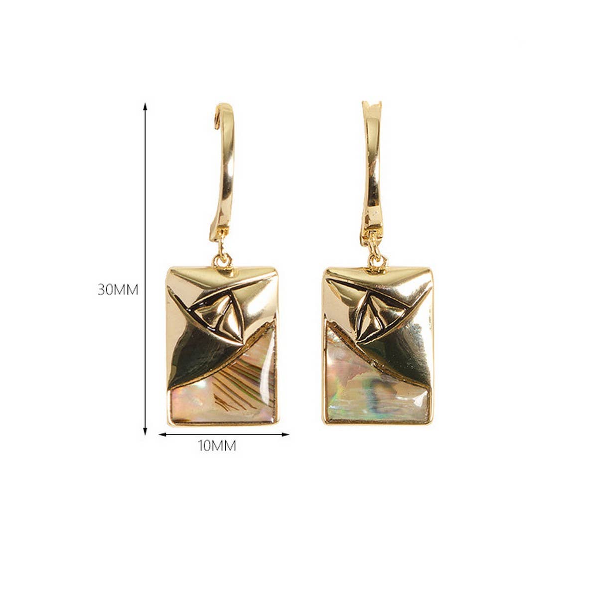 GEOMETRIC RECTANGULAR ABALONE DROP EARRINGS_CWMM4327