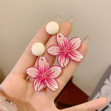 PEACH PINK FLOWER FRESH EARRINGS_CWAJE1624
