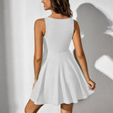 V Neck Waist Fresh Sweet Button Down A Line Dress_Cwdsd3201