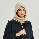 CASHMERE BALACLAVA HAT KNIT HOOD SCARF FOR HER_CWAH3994
