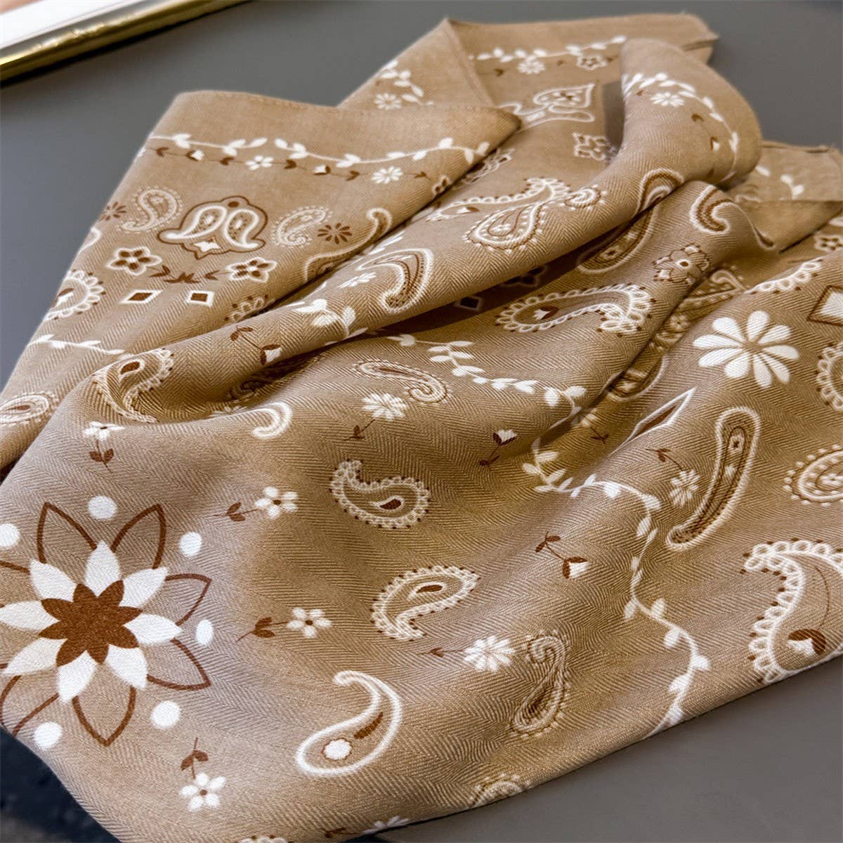 Elegant Herringbone Faux Silk Square Wrap Scarf_Cwasc03441