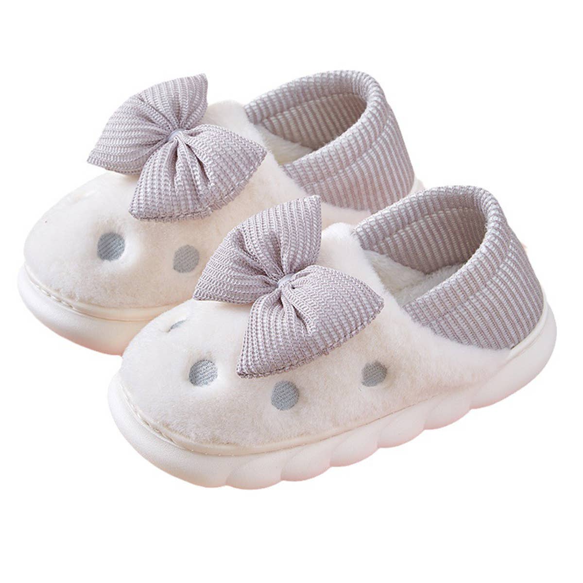 BOW DECOR MINIMALIST FLUFFY BEDROOM SLIPPERS_CWSHS0238