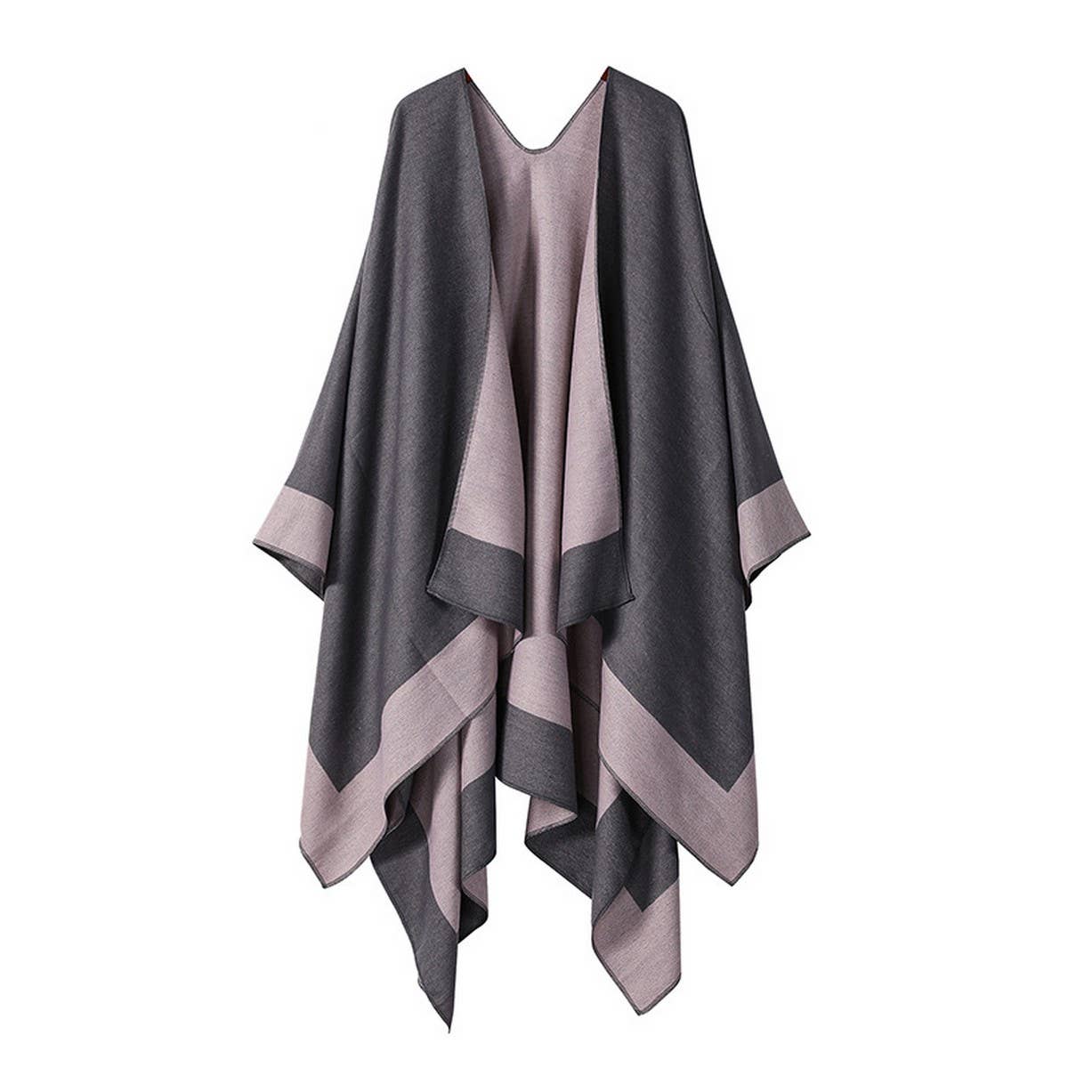 SOLID COLOR DOUBLE SIDED CAPE SHAWL OUTER CAPE_CWASC2130