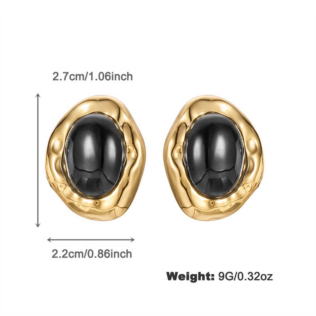 NEW FASHION TEMPERAMENT BLACK AND GOLD EARRINGS_CWAJE2854