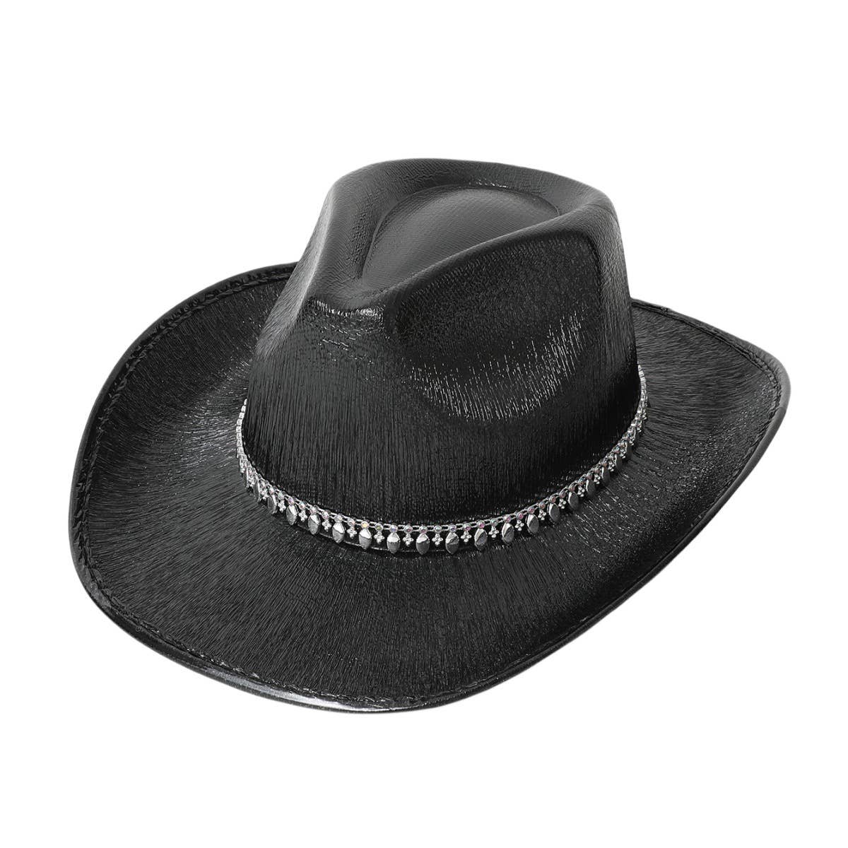 Western Laser Stripe Rhinestone Felt Jazz Hat_Cwah3642