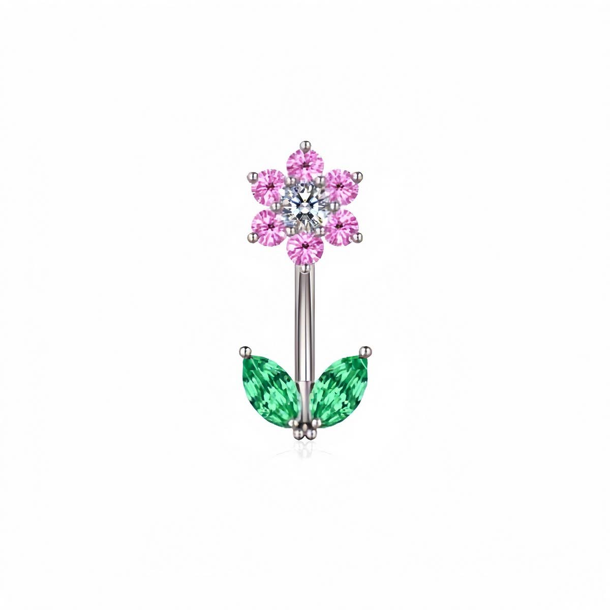 COPPER CZ FLOWER BELLY RING SCRATCH RESISTANT_CWMM9241