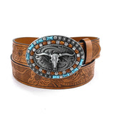 CLASSIC MENS PUNK EMBOSSED LEATHER BELT_CWABE0410