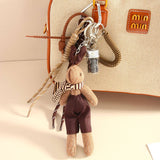 PLUSH RABBIT WITH SCARF COFFEE BEAN KEYCHAIN_CWMM7752
