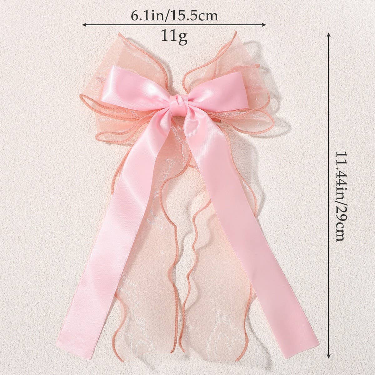 KIDS CHIFFON RIBBON BOW HAIR CLIP SOLID COLOR_CWAHA6704